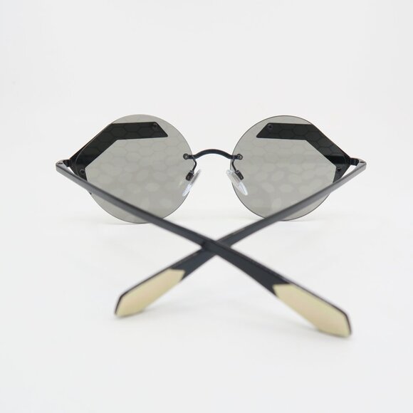 Bvlgari 6089 128/T9 55mm Round Rimless Black & Gold, New Women's Sunglasses. - Picture 7 of 8